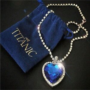 Titanic Heart of Ocean Blue Heart Pendant Necklace